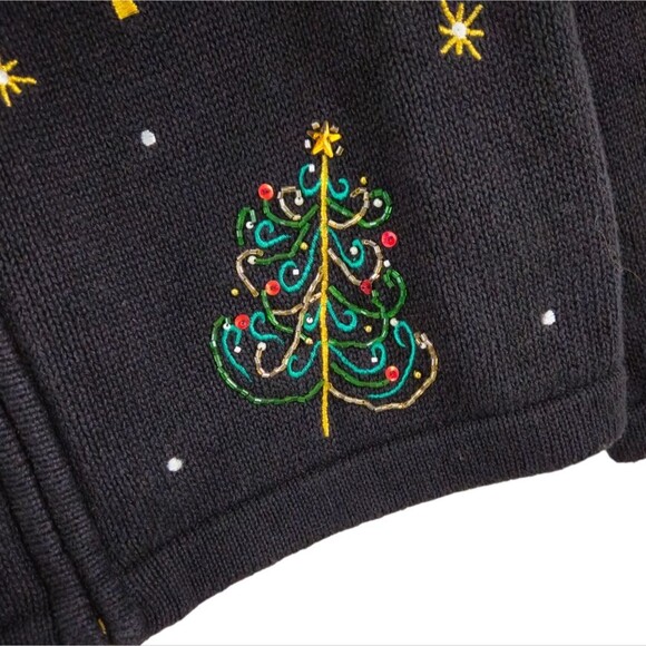 Bechamel Petites Beaded Sequin Ugly Christmas Sweater Cardigan Large PETITE - Picture 3 of 5